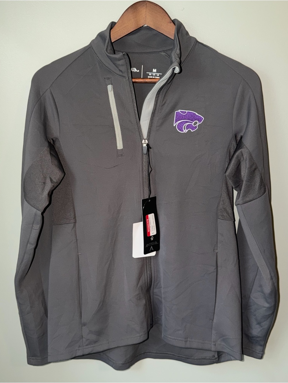 Women's Gray K-State Quarter-Zip Athletic Jacket